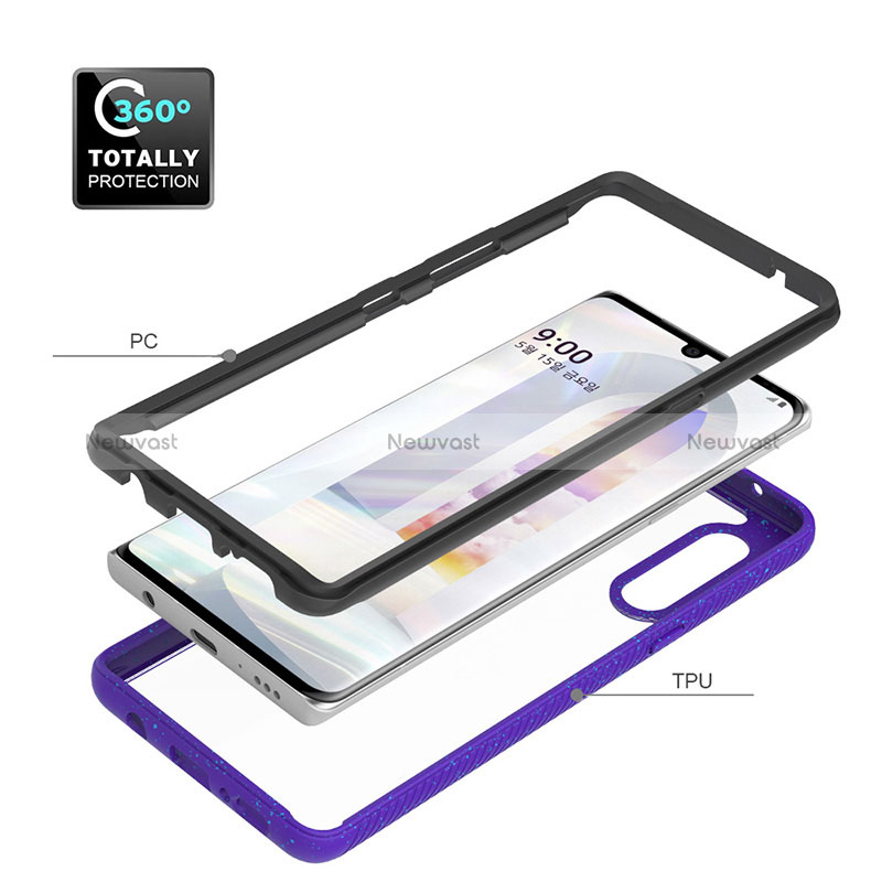 Silicone Transparent Frame Case Cover 360 Degrees ZJ4 for LG Velvet 5G