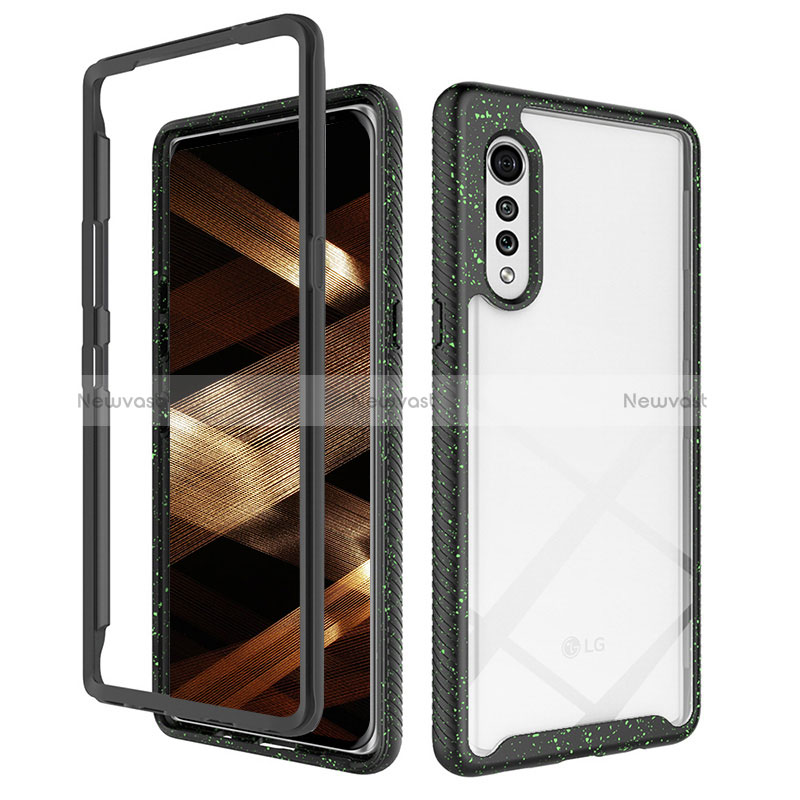 Silicone Transparent Frame Case Cover 360 Degrees ZJ4 for LG Velvet 5G Black