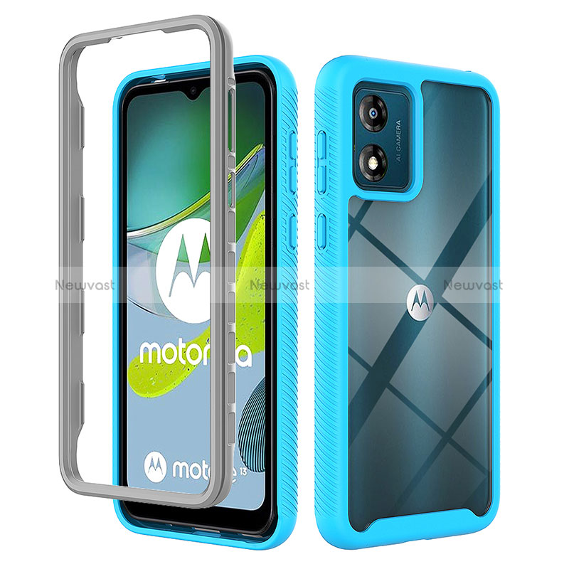 Silicone Transparent Frame Case Cover 360 Degrees ZJ4 for Motorola Moto E13