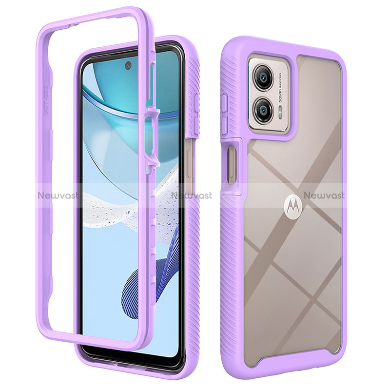 Silicone Transparent Frame Case Cover 360 Degrees ZJ4 for Motorola Moto G53y 5G Clove Purple