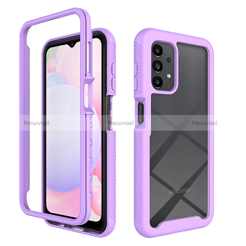 Silicone Transparent Frame Case Cover 360 Degrees ZJ4 for Samsung Galaxy A13 4G Clove Purple