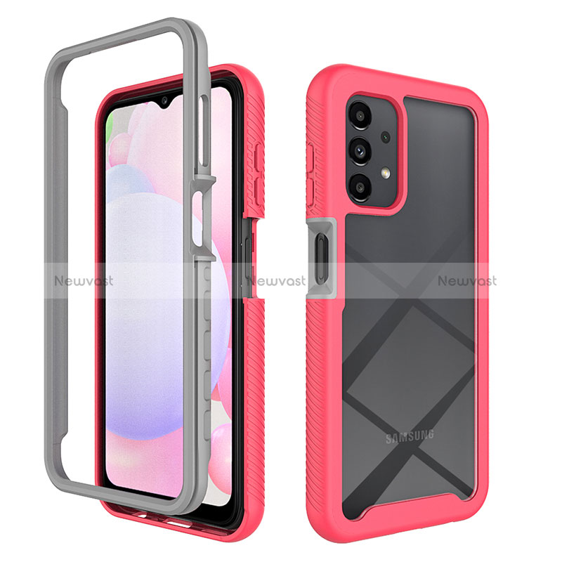 Silicone Transparent Frame Case Cover 360 Degrees ZJ4 for Samsung Galaxy A13 4G Hot Pink