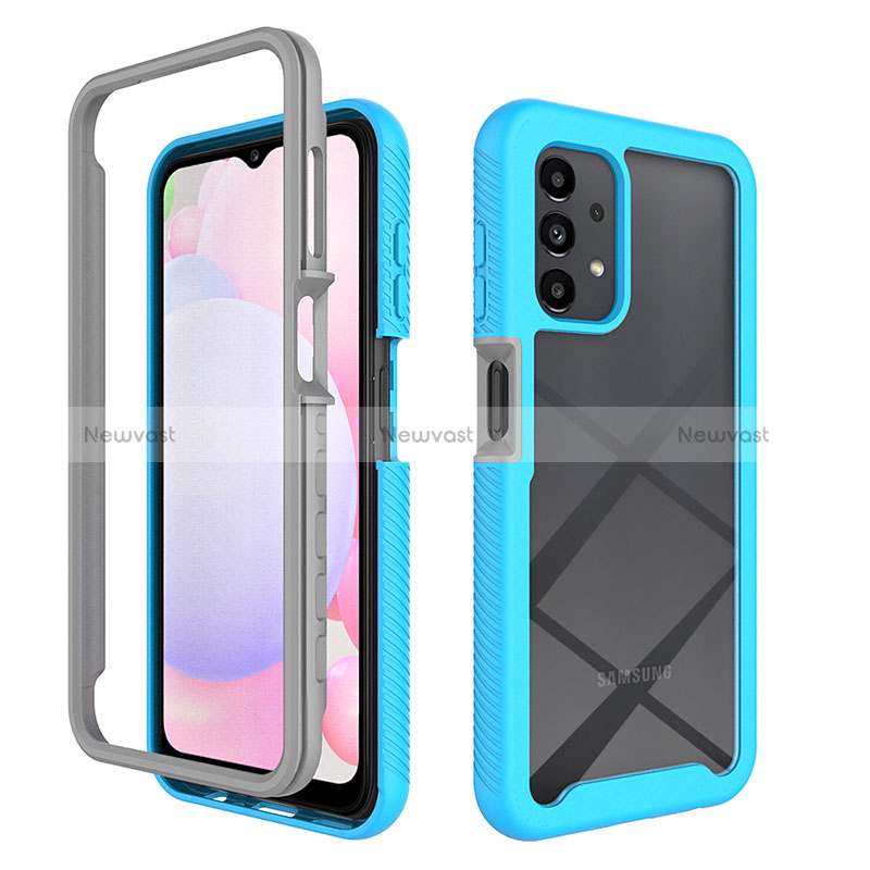 Silicone Transparent Frame Case Cover 360 Degrees ZJ4 for Samsung Galaxy A13 4G Sky Blue