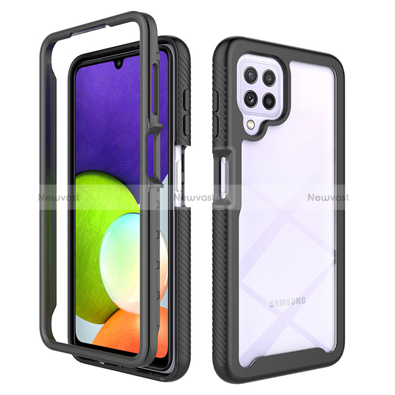 Silicone Transparent Frame Case Cover 360 Degrees ZJ4 for Samsung Galaxy A22 4G Black