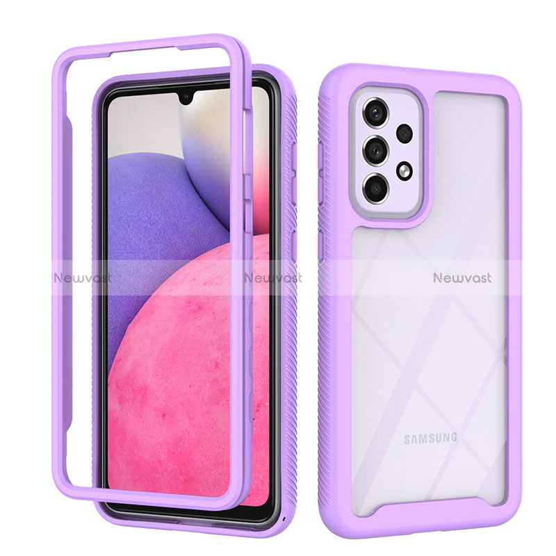 Silicone Transparent Frame Case Cover 360 Degrees ZJ4 for Samsung Galaxy A33 5G Clove Purple