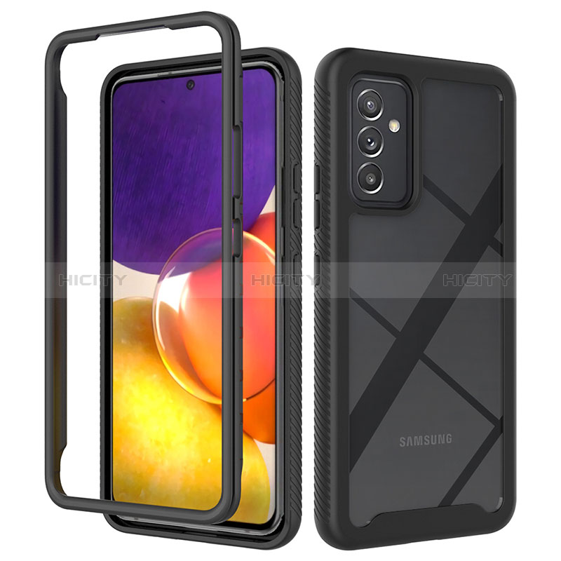 Silicone Transparent Frame Case Cover 360 Degrees ZJ4 for Samsung Galaxy A54 5G Black