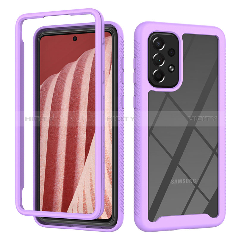 Silicone Transparent Frame Case Cover 360 Degrees ZJ4 for Samsung Galaxy A73 5G