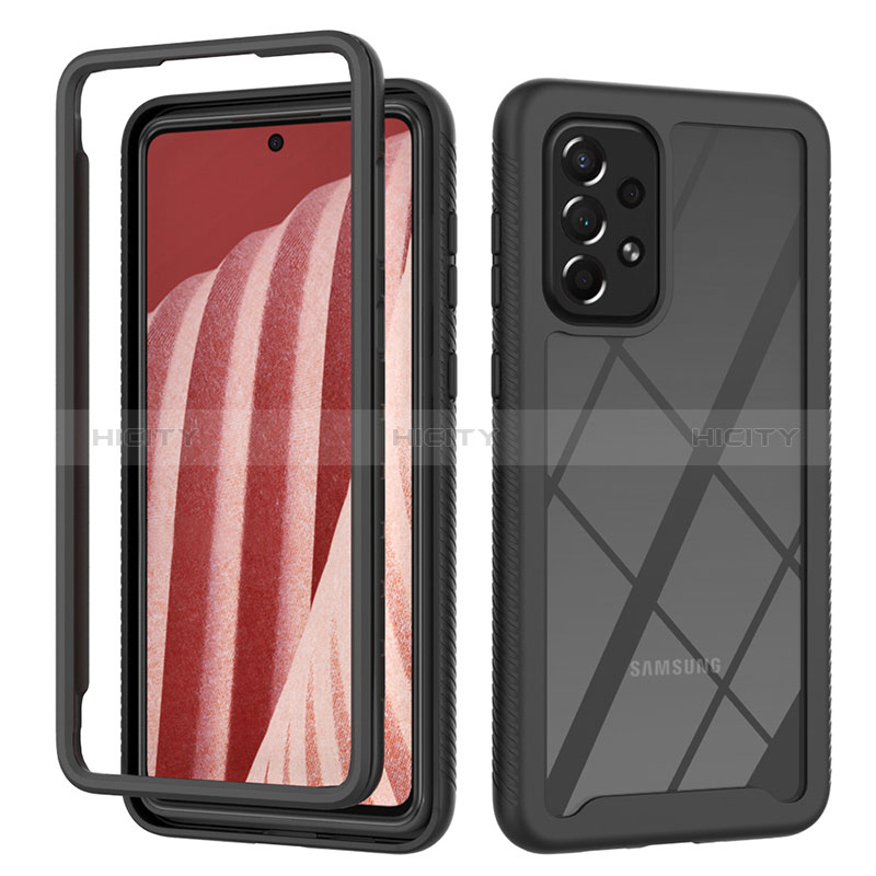 Silicone Transparent Frame Case Cover 360 Degrees ZJ4 for Samsung Galaxy A73 5G Black