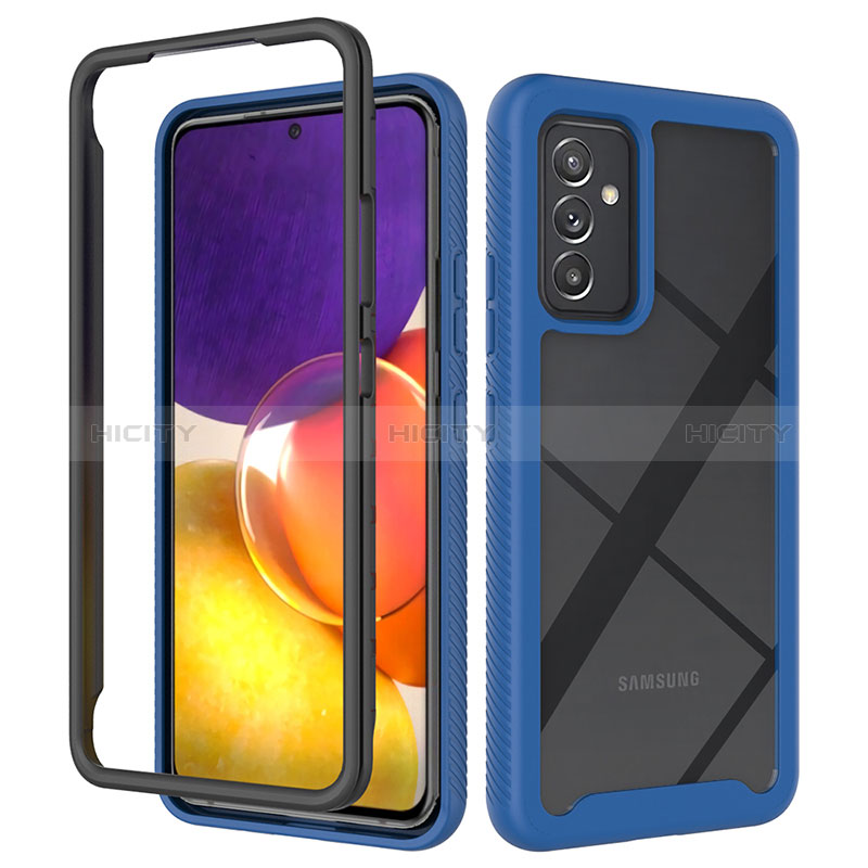 Silicone Transparent Frame Case Cover 360 Degrees ZJ4 for Samsung Galaxy A82 5G Blue