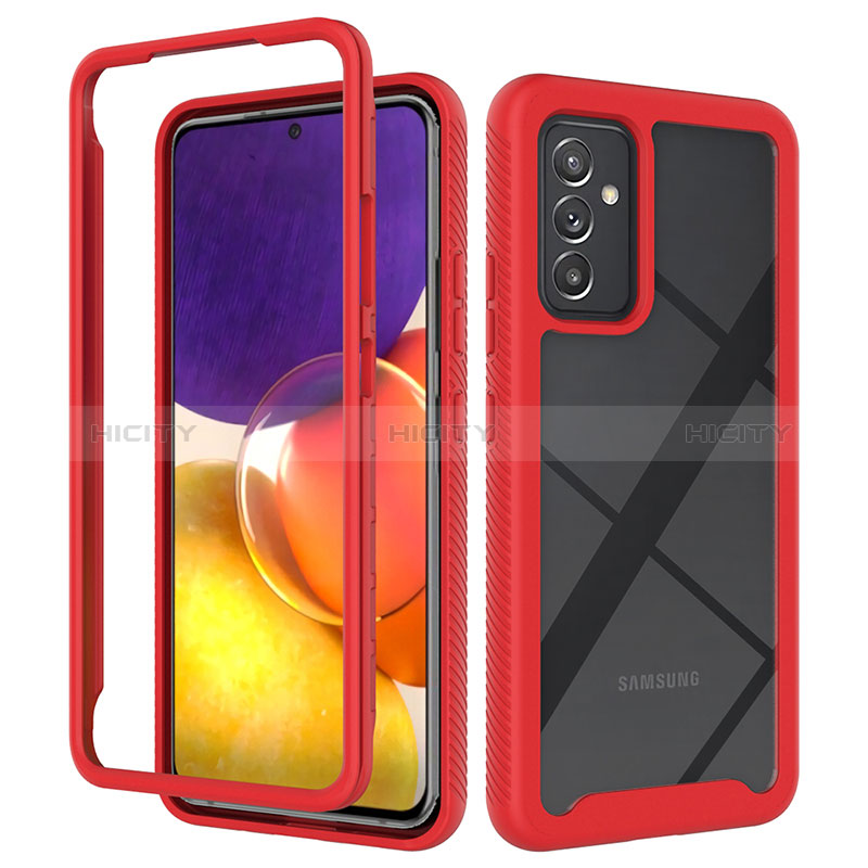 Silicone Transparent Frame Case Cover 360 Degrees ZJ4 for Samsung Galaxy A82 5G Red