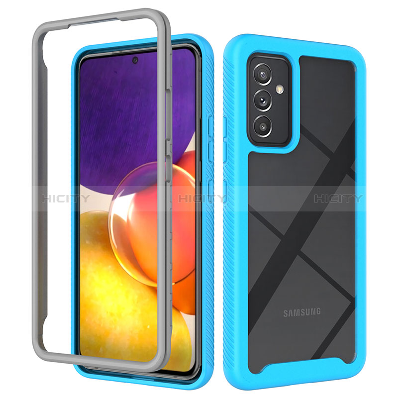 Silicone Transparent Frame Case Cover 360 Degrees ZJ4 for Samsung Galaxy A82 5G Sky Blue