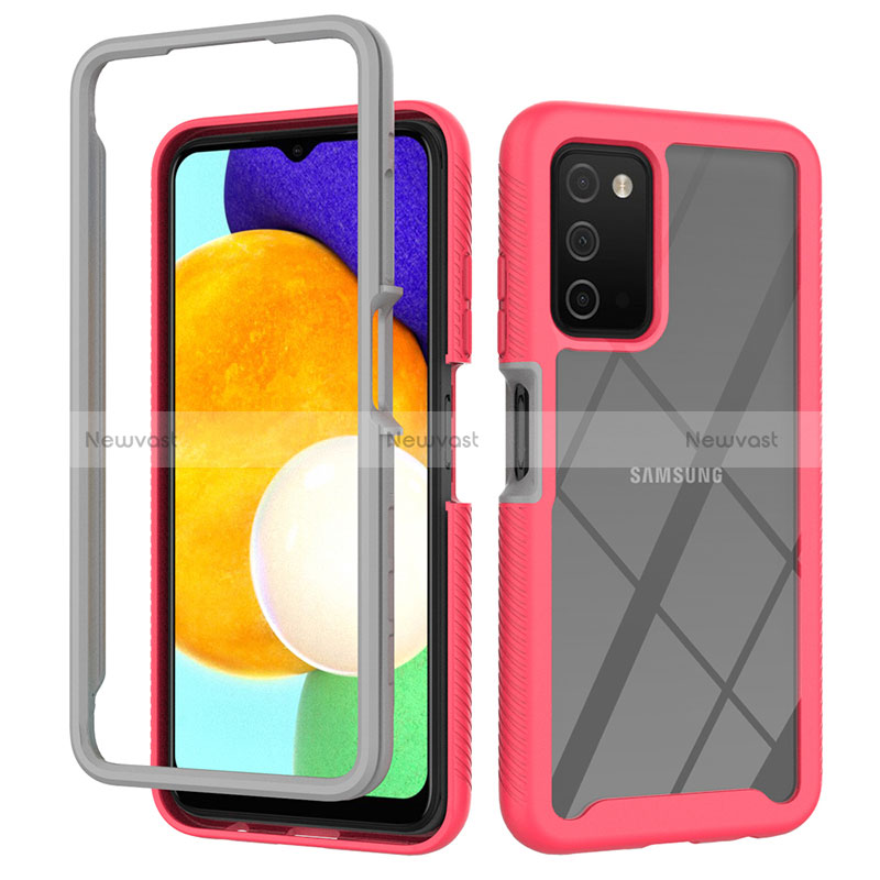 Silicone Transparent Frame Case Cover 360 Degrees ZJ4 for Samsung Galaxy F02S SM-E025F