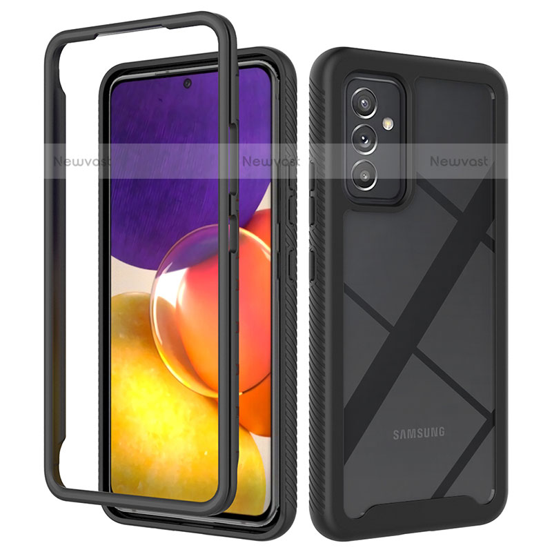 Silicone Transparent Frame Case Cover 360 Degrees ZJ4 for Samsung Galaxy Quantum2 5G Black