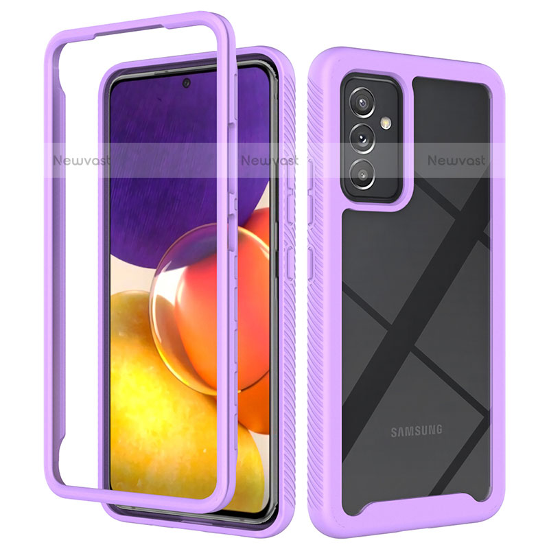 Silicone Transparent Frame Case Cover 360 Degrees ZJ4 for Samsung Galaxy Quantum2 5G Clove Purple