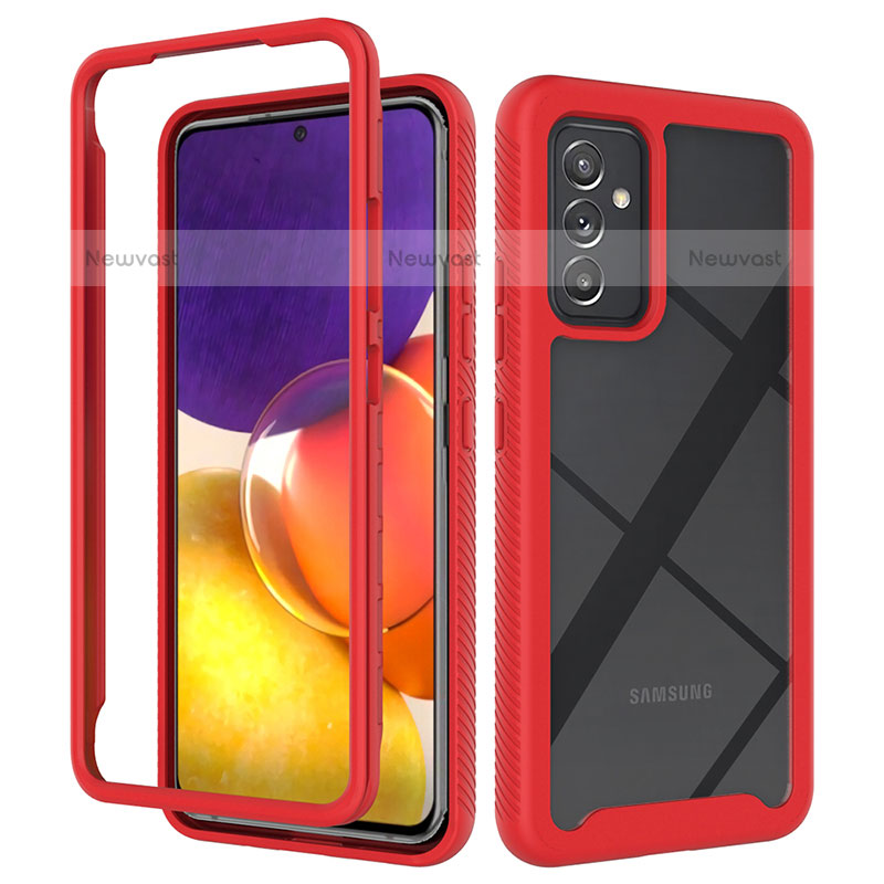 Silicone Transparent Frame Case Cover 360 Degrees ZJ4 for Samsung Galaxy Quantum2 5G Red