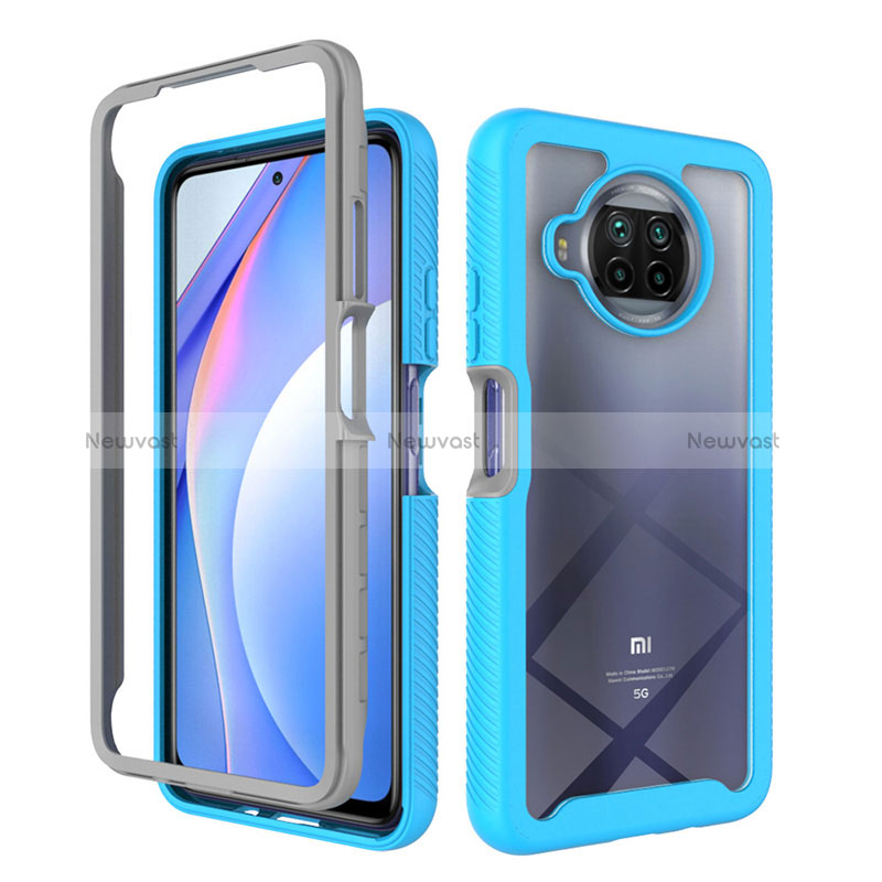 Silicone Transparent Frame Case Cover 360 Degrees ZJ4 for Xiaomi Mi 10i 5G Sky Blue