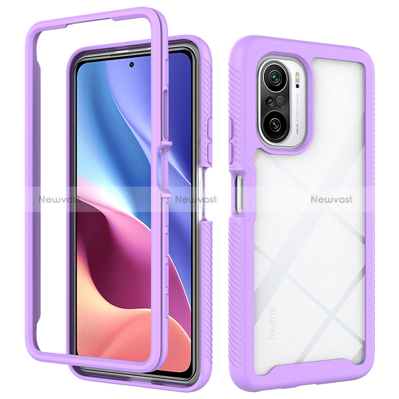 Silicone Transparent Frame Case Cover 360 Degrees ZJ4 for Xiaomi Mi 11X 5G Clove Purple