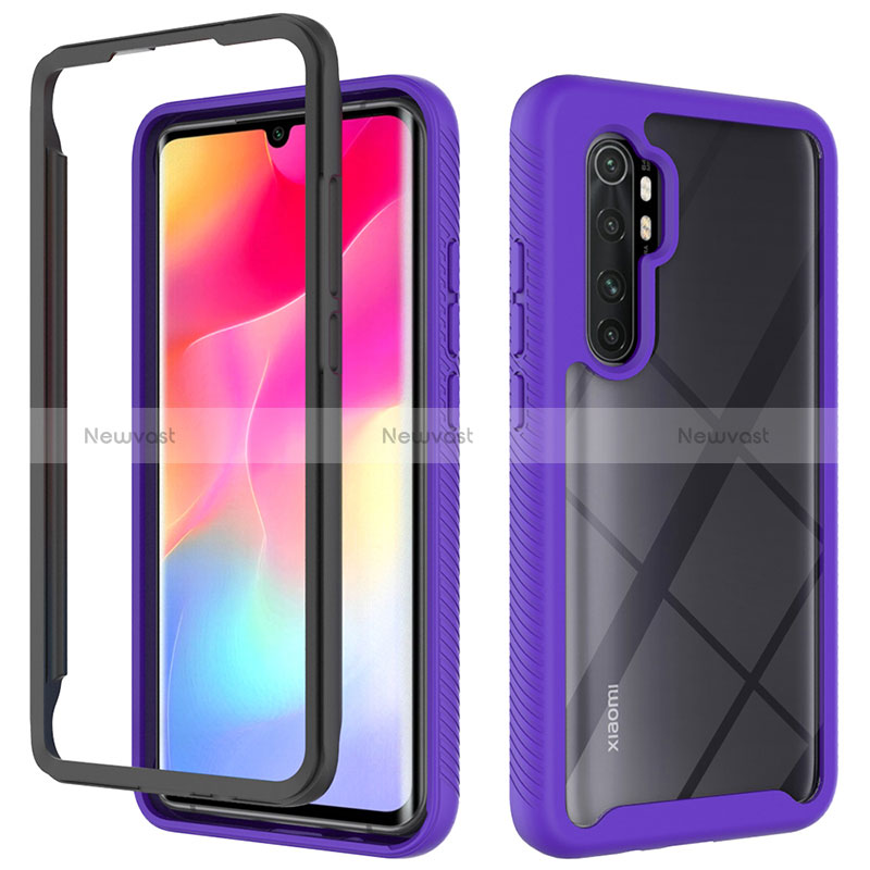 Silicone Transparent Frame Case Cover 360 Degrees ZJ4 for Xiaomi Mi Note 10 Lite Purple