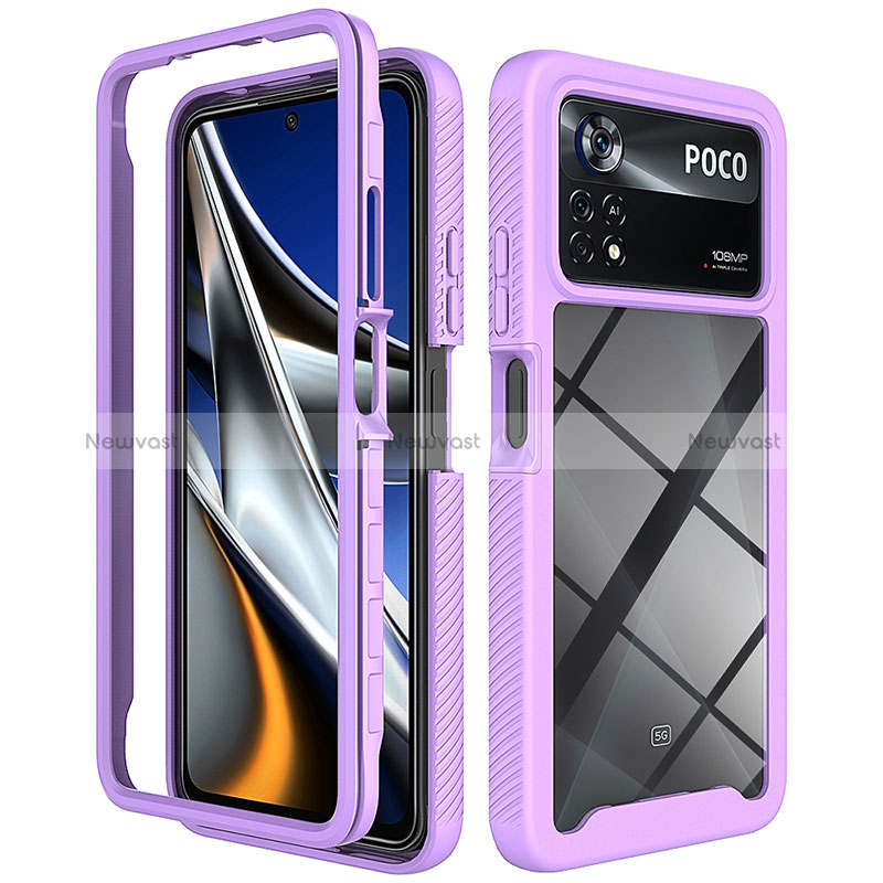 Silicone Transparent Frame Case Cover 360 Degrees ZJ4 for Xiaomi Poco X4 Pro 5G