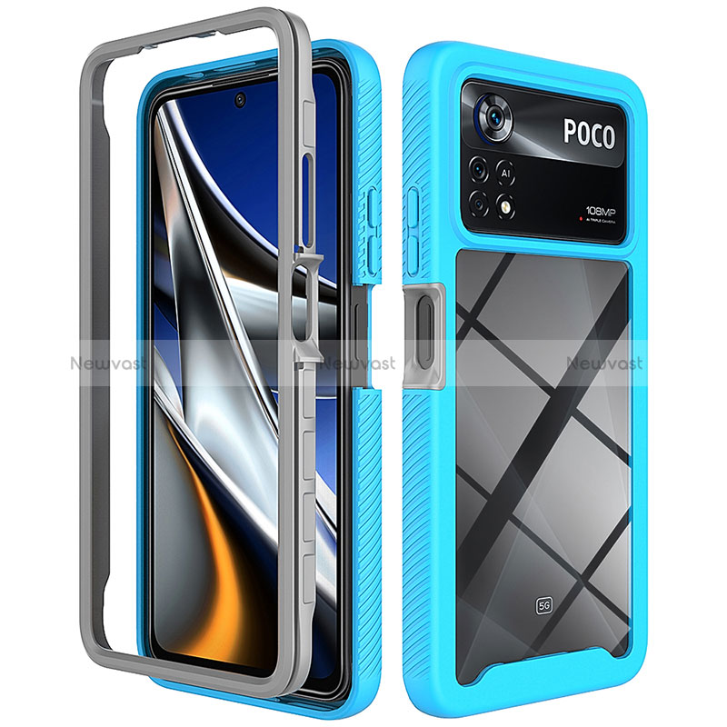 Silicone Transparent Frame Case Cover 360 Degrees ZJ4 for Xiaomi Poco X4 Pro 5G