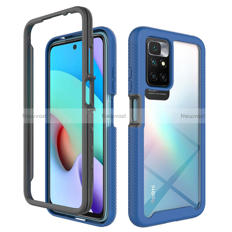 Silicone Transparent Frame Case Cover 360 Degrees ZJ4 for Xiaomi Redmi 10 (2022) Blue