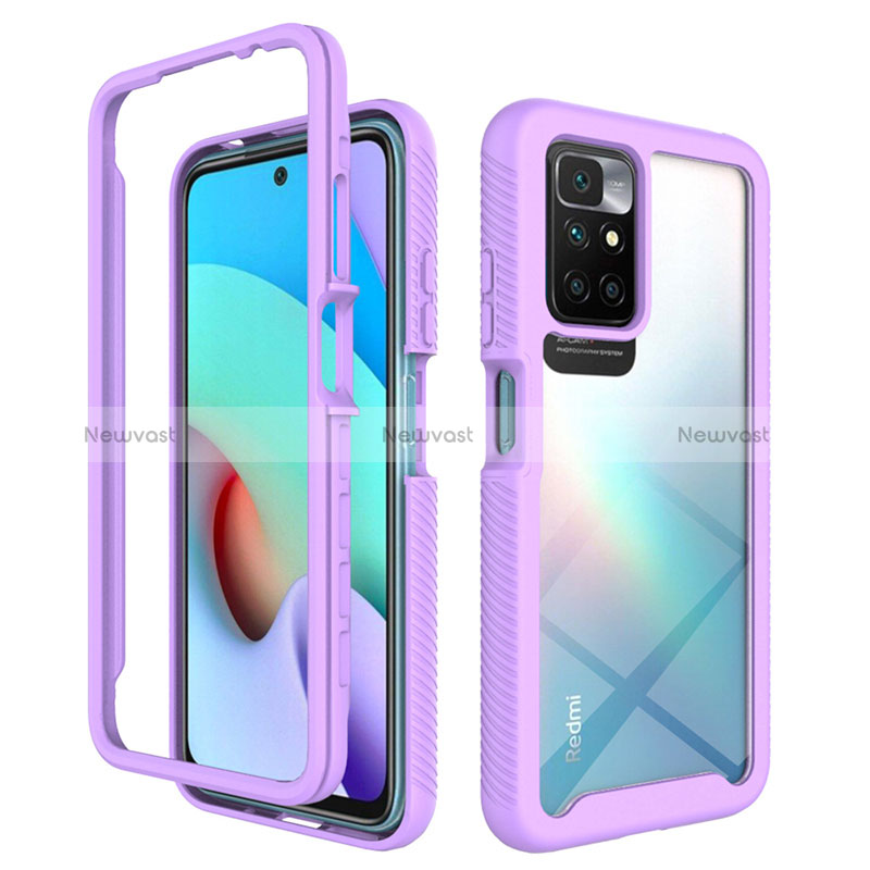 Silicone Transparent Frame Case Cover 360 Degrees ZJ4 for Xiaomi Redmi 10 (2022) Clove Purple