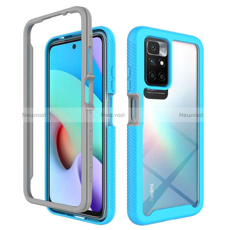 Silicone Transparent Frame Case Cover 360 Degrees ZJ4 for Xiaomi Redmi 10 (2022) Sky Blue