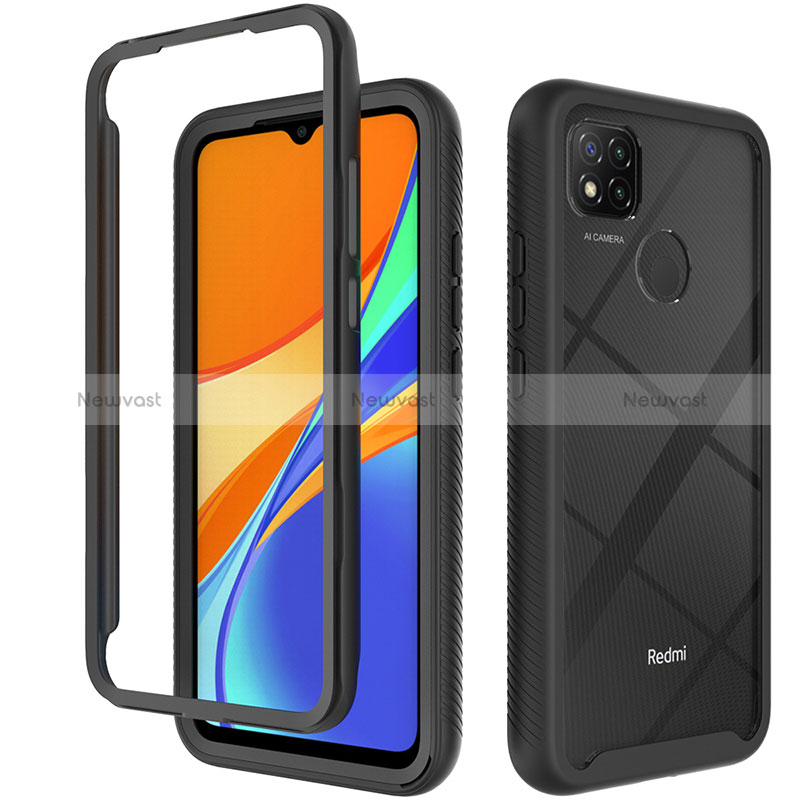 Silicone Transparent Frame Case Cover 360 Degrees ZJ4 for Xiaomi Redmi 9 India Black