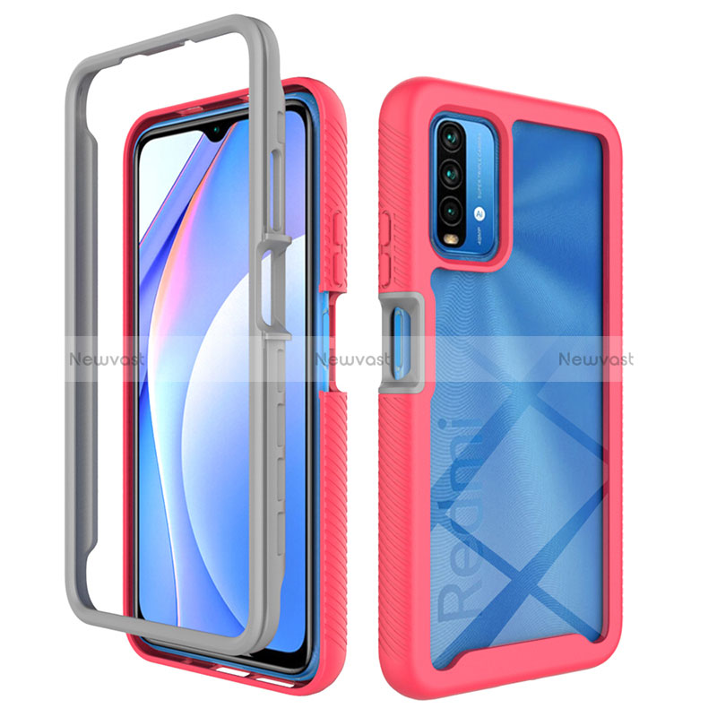 Silicone Transparent Frame Case Cover 360 Degrees ZJ4 for Xiaomi Redmi 9 Power