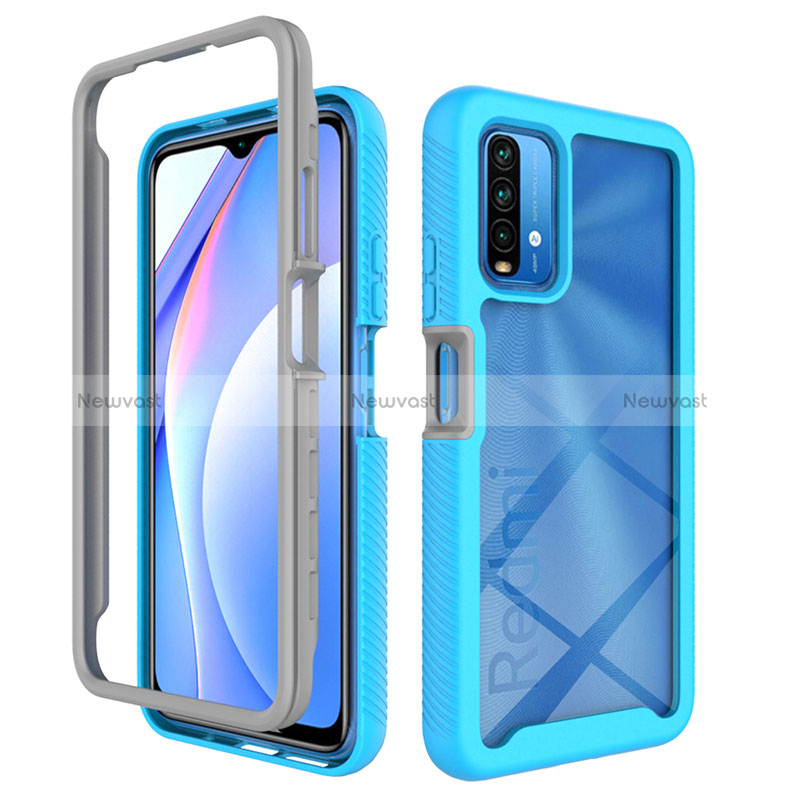 Silicone Transparent Frame Case Cover 360 Degrees ZJ4 for Xiaomi Redmi 9 Power