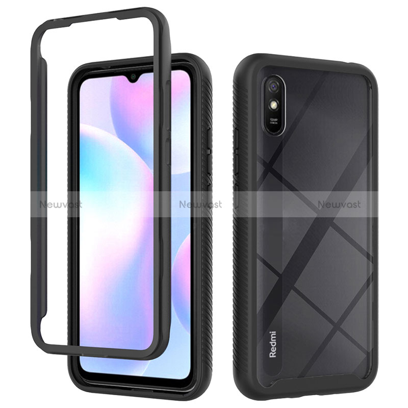 Silicone Transparent Frame Case Cover 360 Degrees ZJ4 for Xiaomi Redmi 9A Black