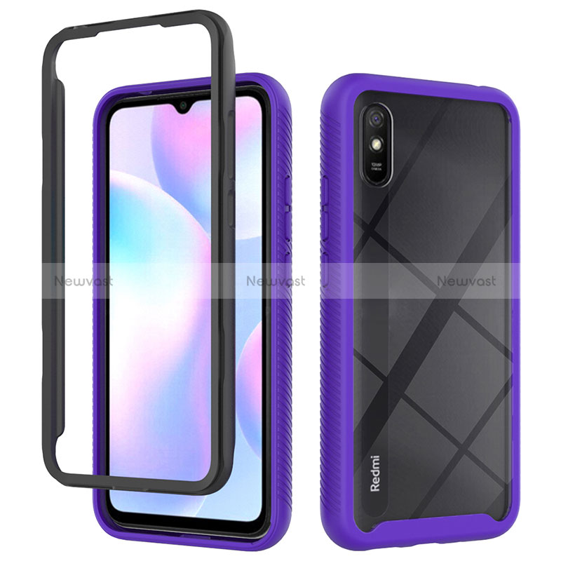 Silicone Transparent Frame Case Cover 360 Degrees ZJ4 for Xiaomi Redmi 9A Purple