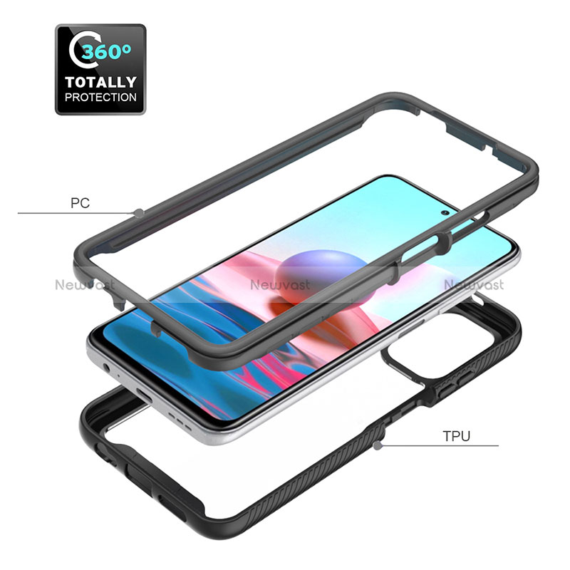 Silicone Transparent Frame Case Cover 360 Degrees ZJ4 for Xiaomi Redmi Note 10 4G