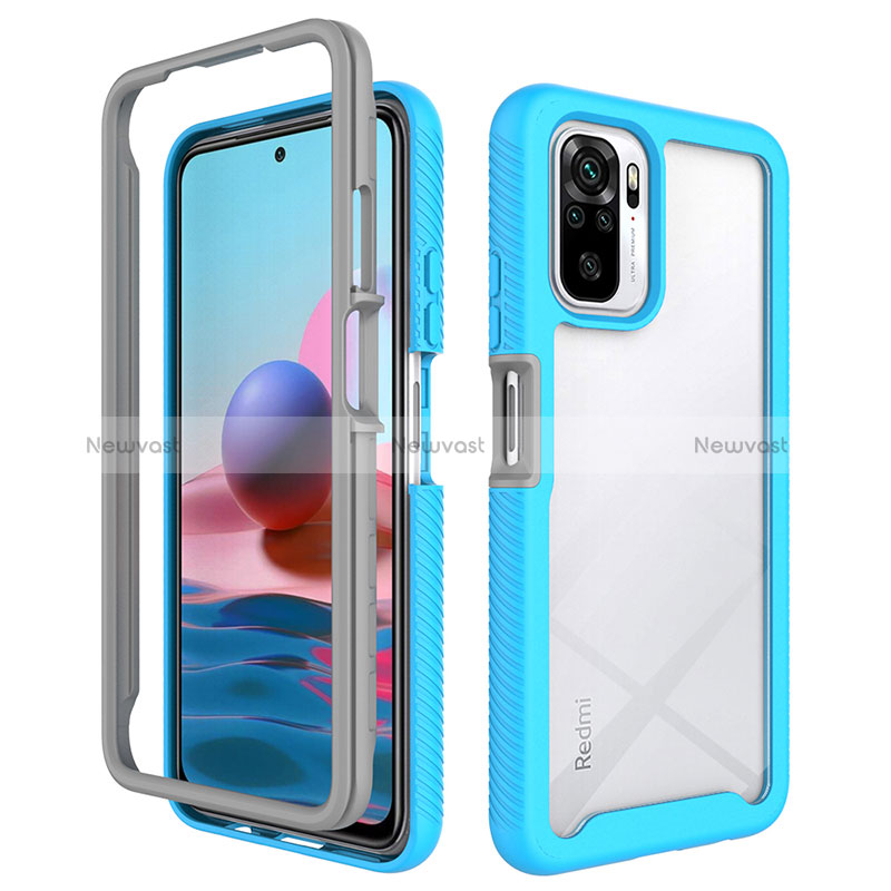 Silicone Transparent Frame Case Cover 360 Degrees ZJ4 for Xiaomi Redmi Note 10 4G