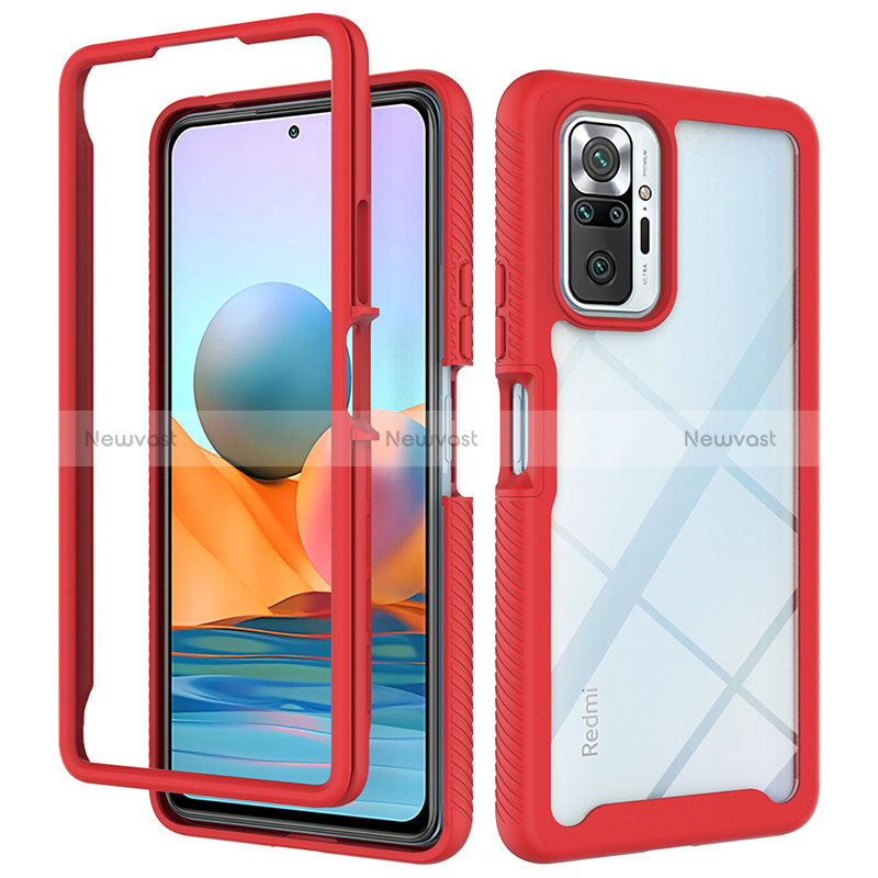 Silicone Transparent Frame Case Cover 360 Degrees ZJ4 for Xiaomi Redmi Note 10 Pro 4G Red