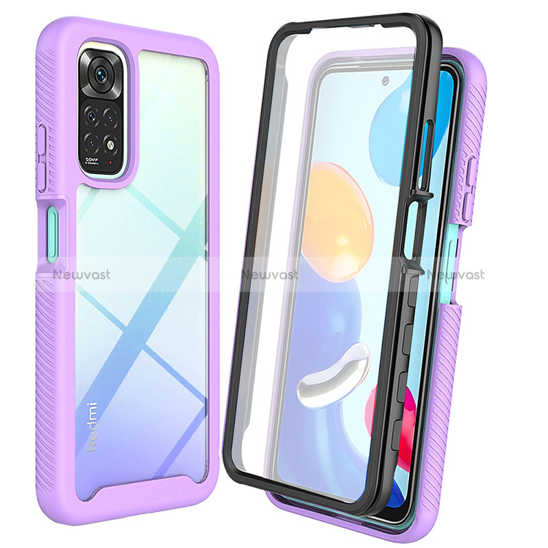 Silicone Transparent Frame Case Cover 360 Degrees ZJ4 for Xiaomi Redmi Note 11 4G (2022) Clove Purple