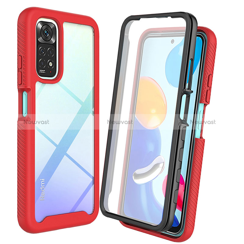 Silicone Transparent Frame Case Cover 360 Degrees ZJ4 for Xiaomi Redmi Note 11 Pro 4G Red