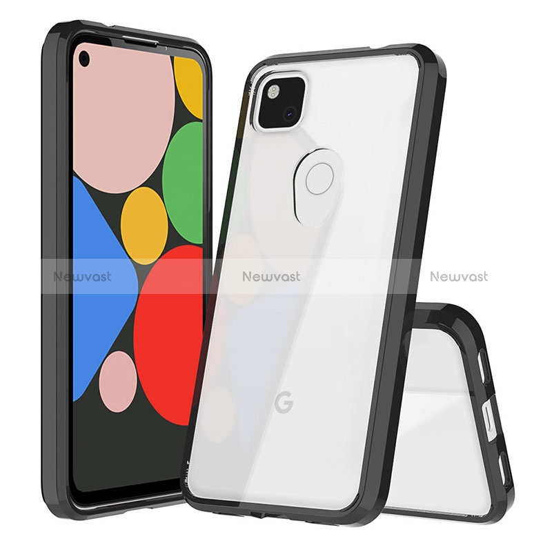 Silicone Transparent Frame Case Cover 360 Degrees ZJ5 for Google Pixel 4a