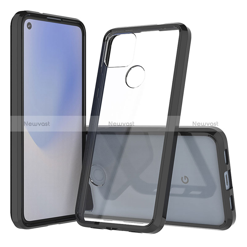 Silicone Transparent Frame Case Cover 360 Degrees ZJ5 for Google Pixel 5 XL 5G