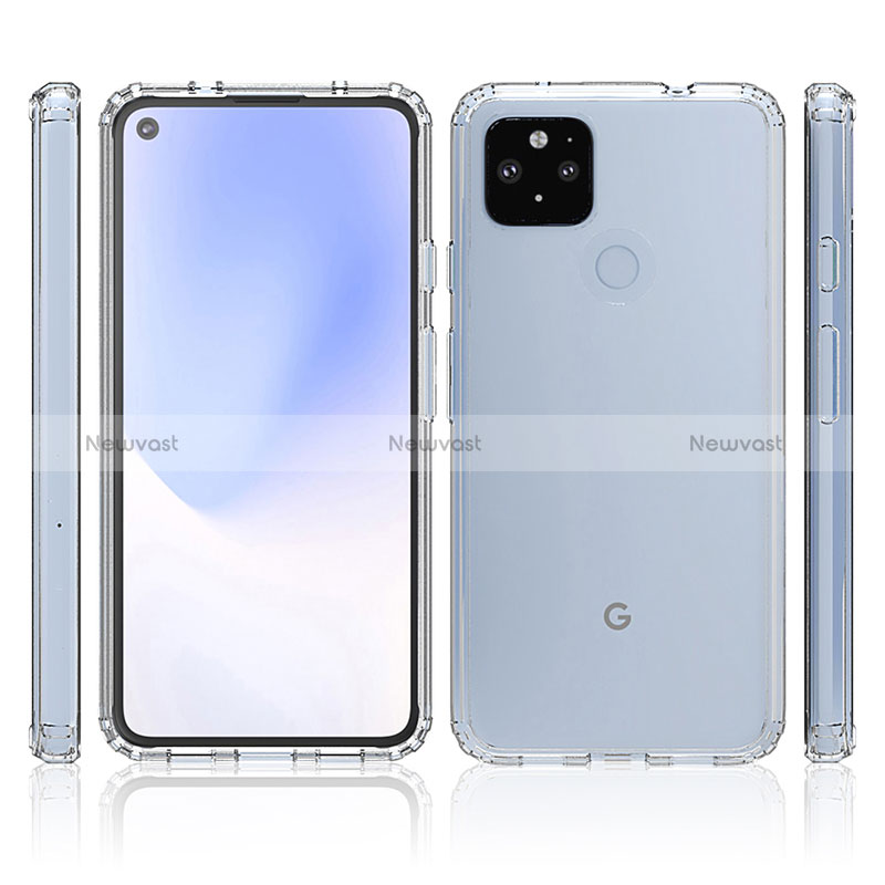 Silicone Transparent Frame Case Cover 360 Degrees ZJ5 for Google Pixel 5 XL 5G