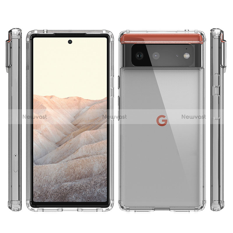 Silicone Transparent Frame Case Cover 360 Degrees ZJ5 for Google Pixel 6 5G