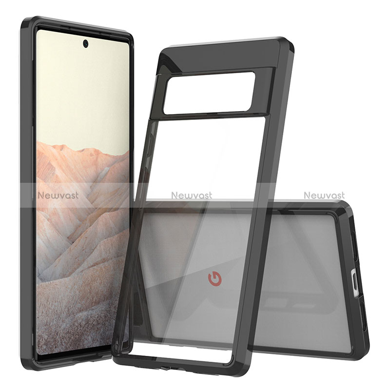 Silicone Transparent Frame Case Cover 360 Degrees ZJ5 for Google Pixel 6 Pro 5G