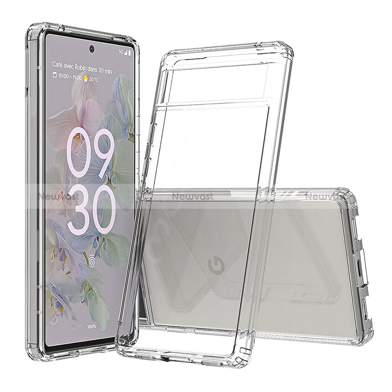Silicone Transparent Frame Case Cover 360 Degrees ZJ5 for Google Pixel 6a 5G