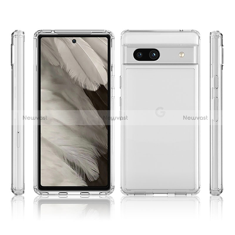 Silicone Transparent Frame Case Cover 360 Degrees ZJ5 for Google Pixel 7a 5G