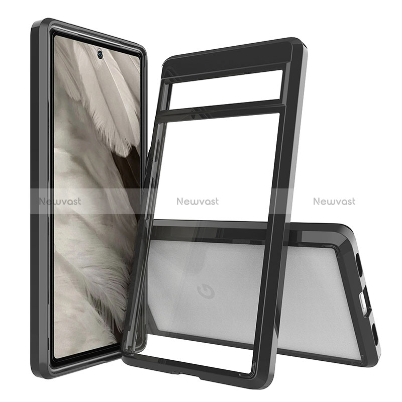 Silicone Transparent Frame Case Cover 360 Degrees ZJ5 for Google Pixel 7a 5G Black