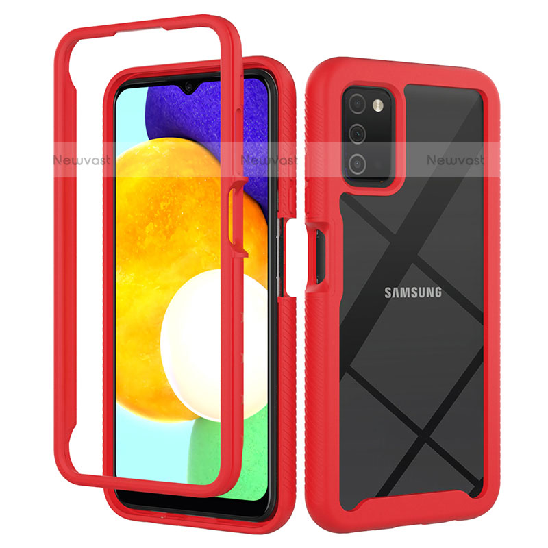 Silicone Transparent Frame Case Cover 360 Degrees ZJ5 for Samsung Galaxy A02s Red