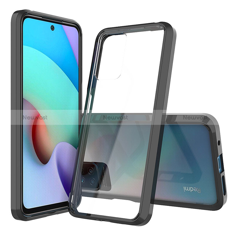 Silicone Transparent Frame Case Cover 360 Degrees ZJ5 for Xiaomi Redmi 10 4G Black