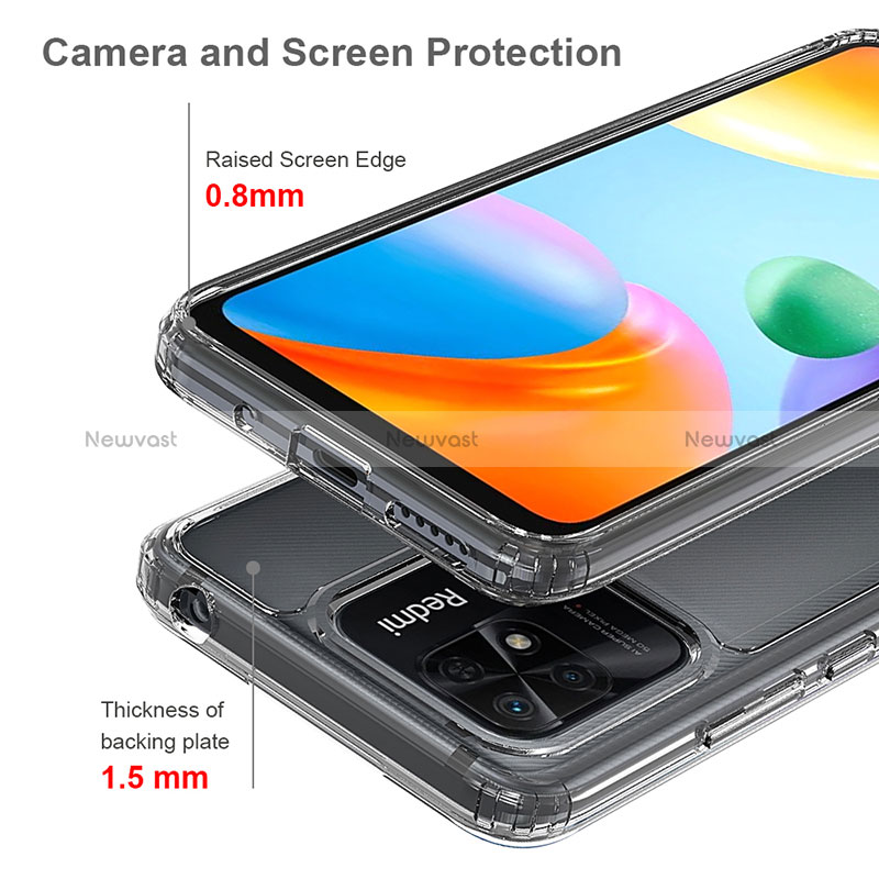 Silicone Transparent Frame Case Cover 360 Degrees ZJ5 for Xiaomi Redmi 10 Power