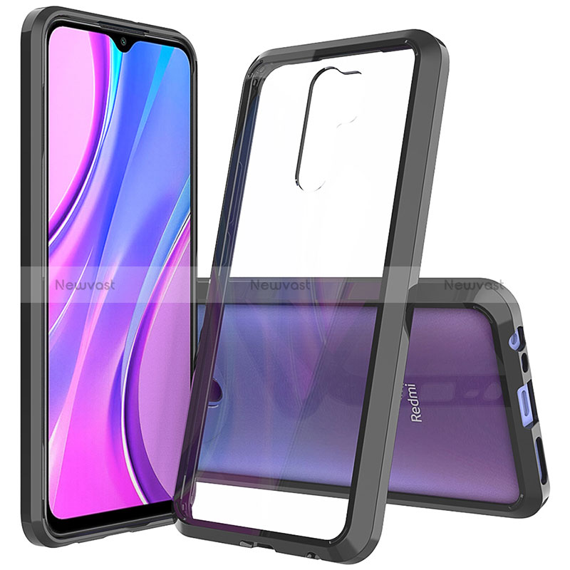 Silicone Transparent Frame Case Cover 360 Degrees ZJ5 for Xiaomi Redmi 9 Prime India Black