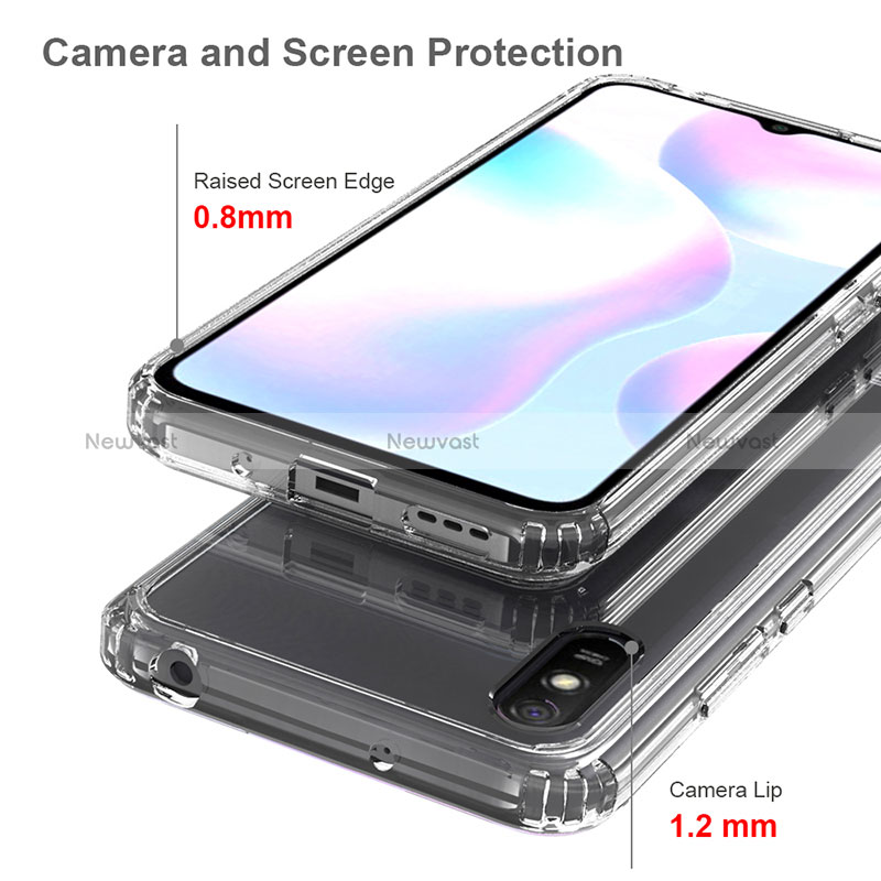 Silicone Transparent Frame Case Cover 360 Degrees ZJ5 for Xiaomi Redmi 9A
